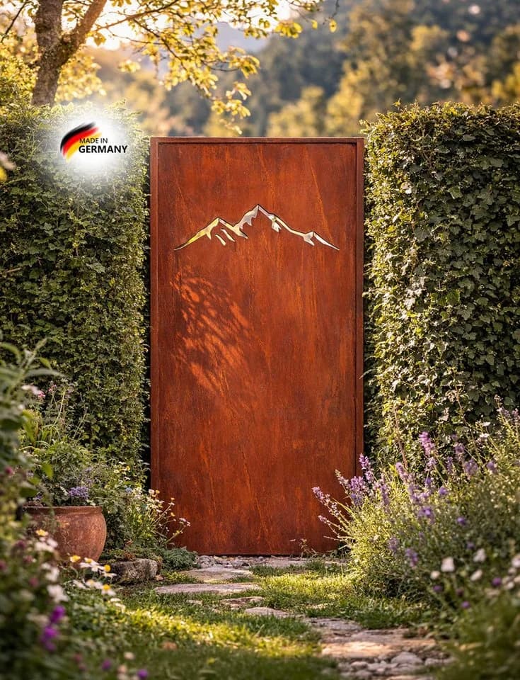 BADEKO Sichtschutz-Paravent 200x100cm Metall Cortenstahloptik - Bild 2