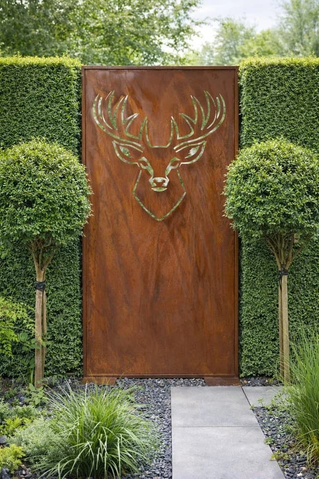 BADEKO Sichtschutzelement Paravent Hirsch Cortenstahloptik Metall - Bild 2