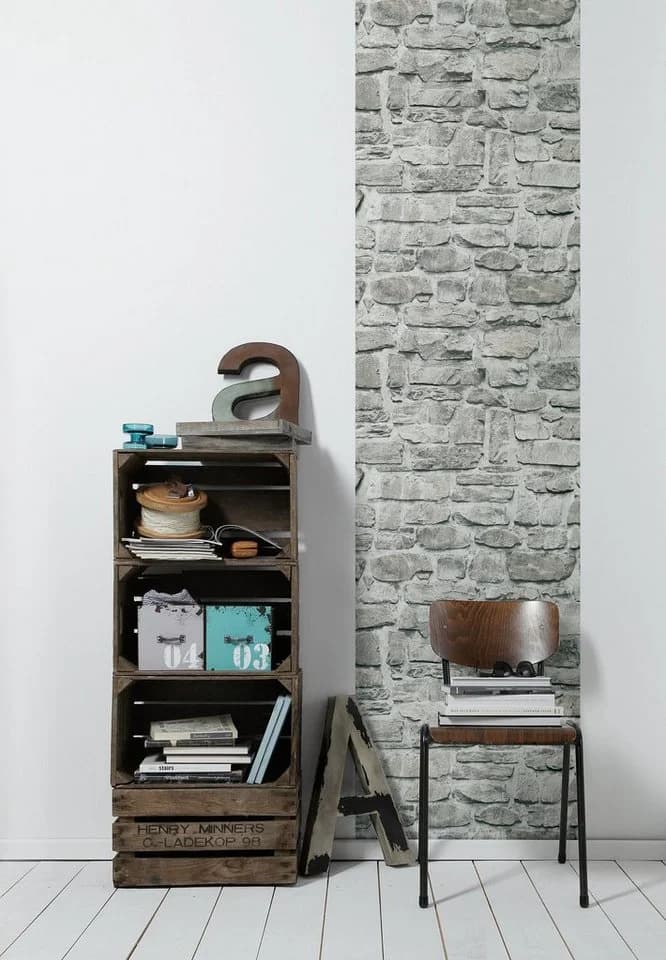 living walls Vinyltapete Pop Up Panel 3D Steinoptik Grau Selbstklebend