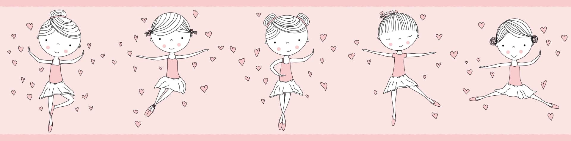 A.S. Création Bordüre Dancing Ballerina Rosa Weiß Selbstklebend