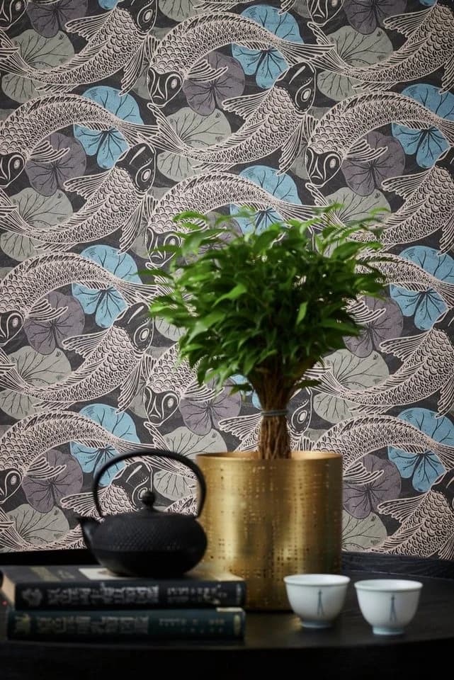 living walls Vliestapete Metropolitan Stories Koi Tokyo Blau/Braun - Bild 5