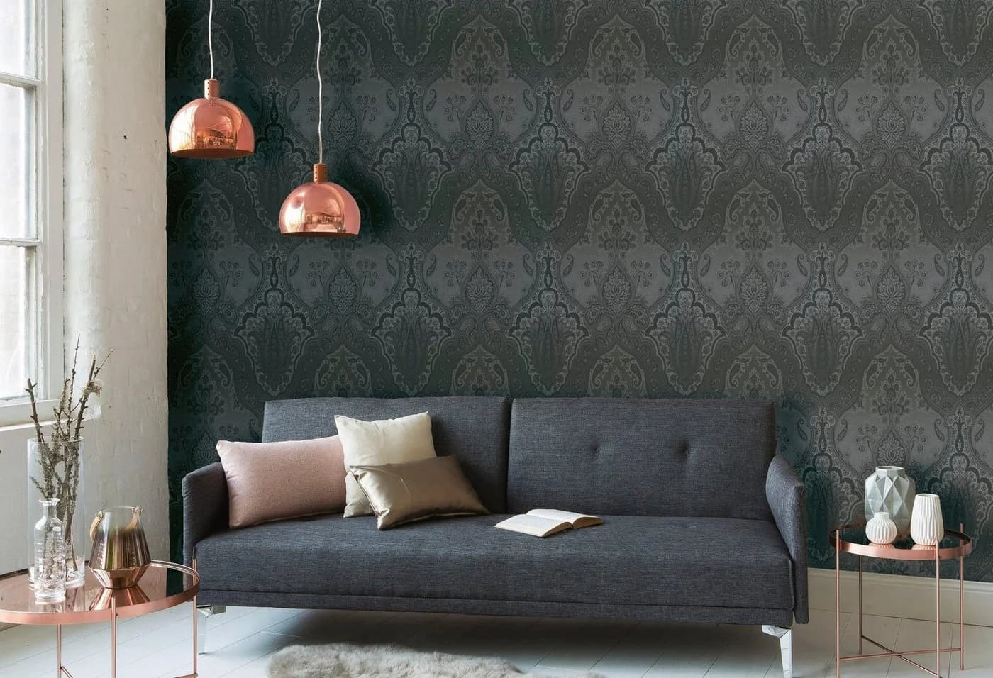 living walls Vliestapete My Home My Spa Grau/Schwarz Barock Ornament Glitzer - Bild 2