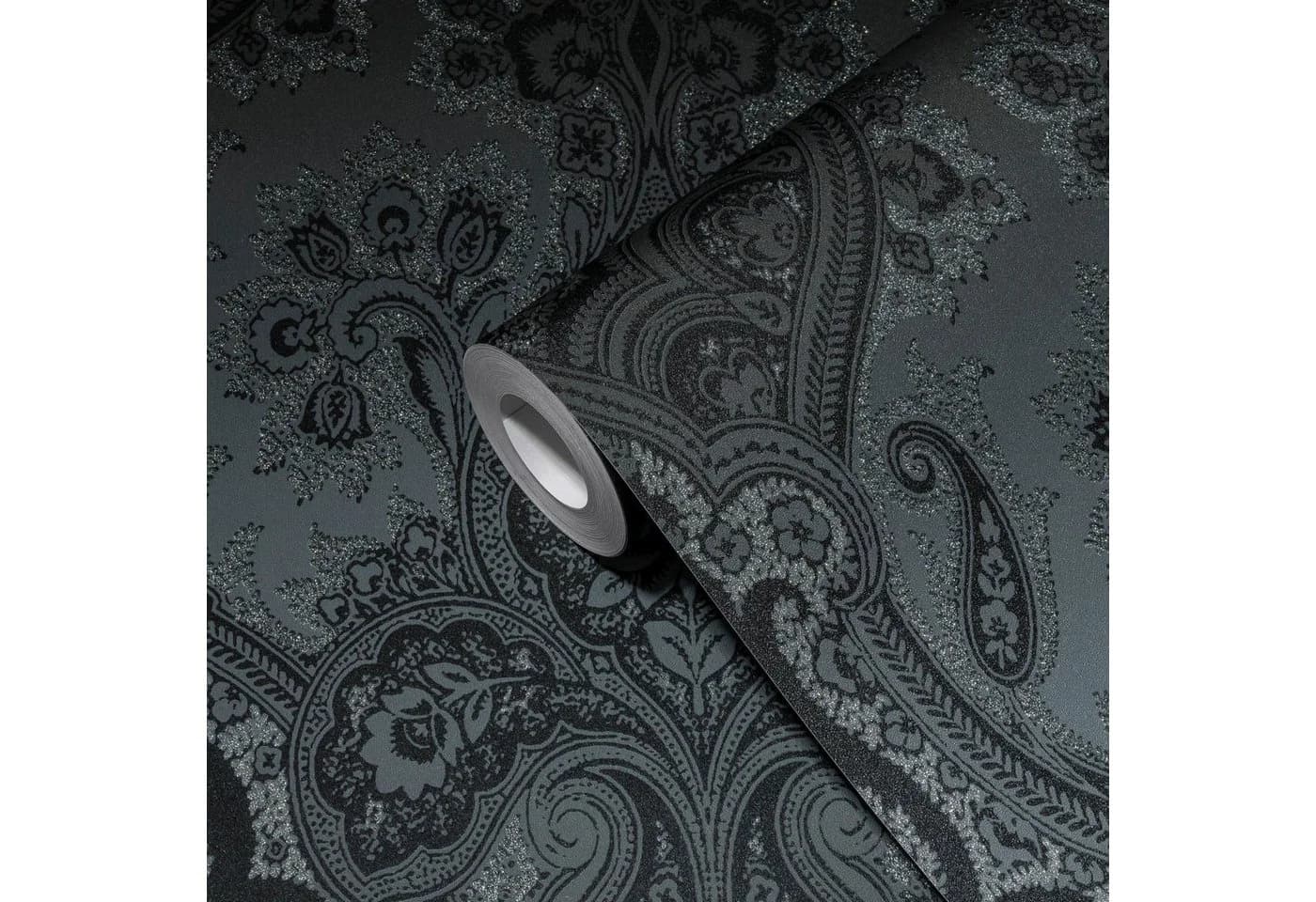 living walls Vliestapete My Home My Spa Grau/Schwarz Barock Ornament Glitzer - Bild 3