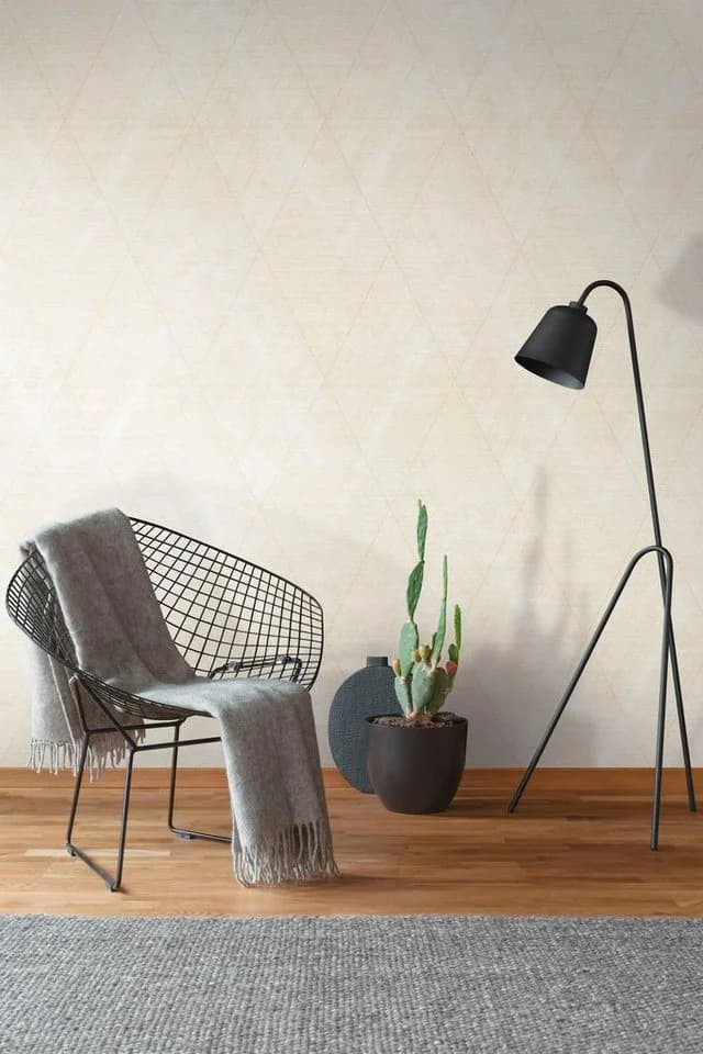 Moderne Grafiktapete in Creme Beige, Vinyl und Vlies, 53x1005 cm - Bild 2