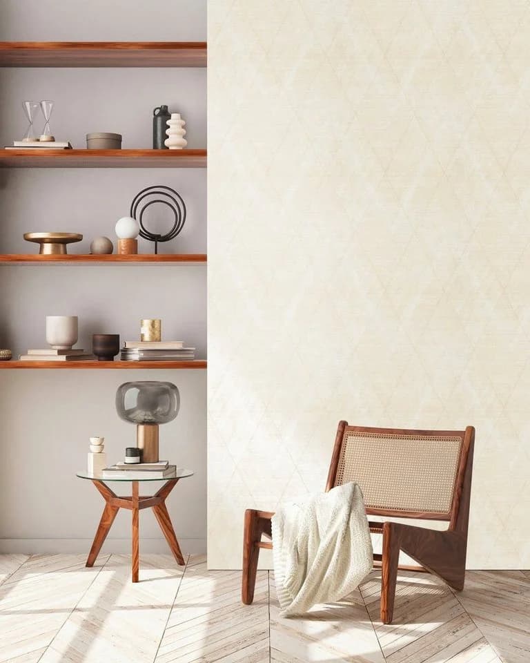 Moderne Grafiktapete in Creme Beige, Vinyl und Vlies, 53x1005 cm - Bild 5