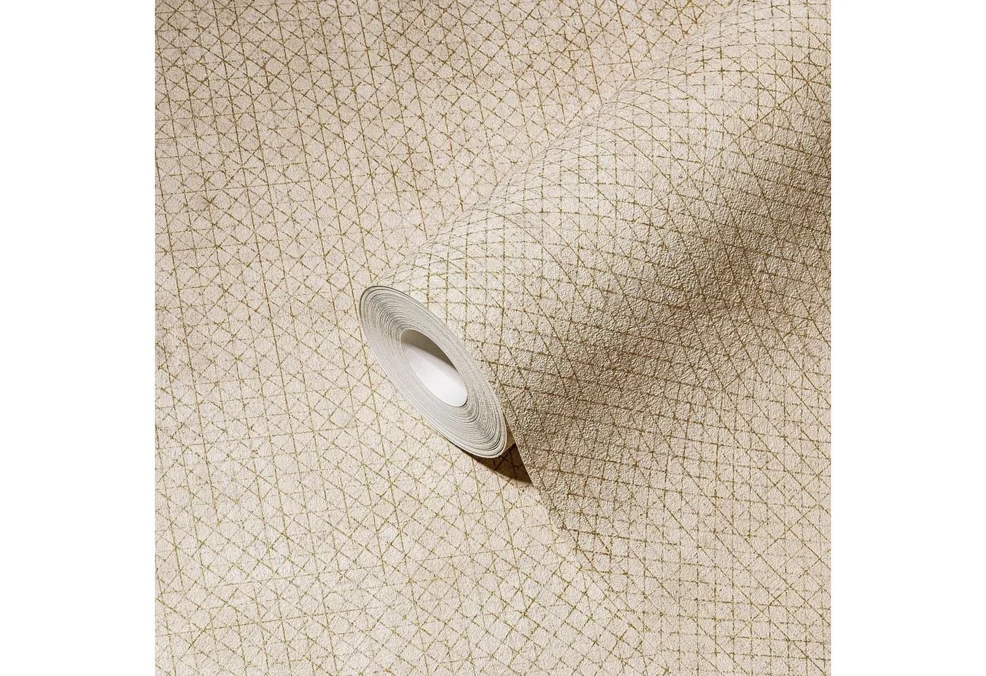A.S. Création Vliestapete THE BOS Uni Metalliceffekt Beige/Gold
