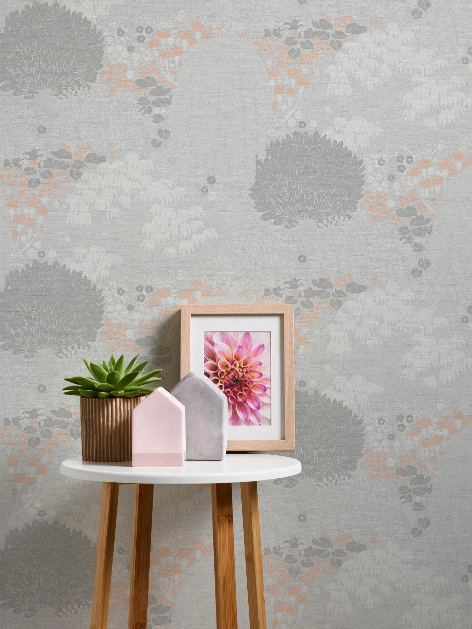 Vliestapete LIVING WALLS Famous Garden Wald-Design Grau/Rosa/Weiß
