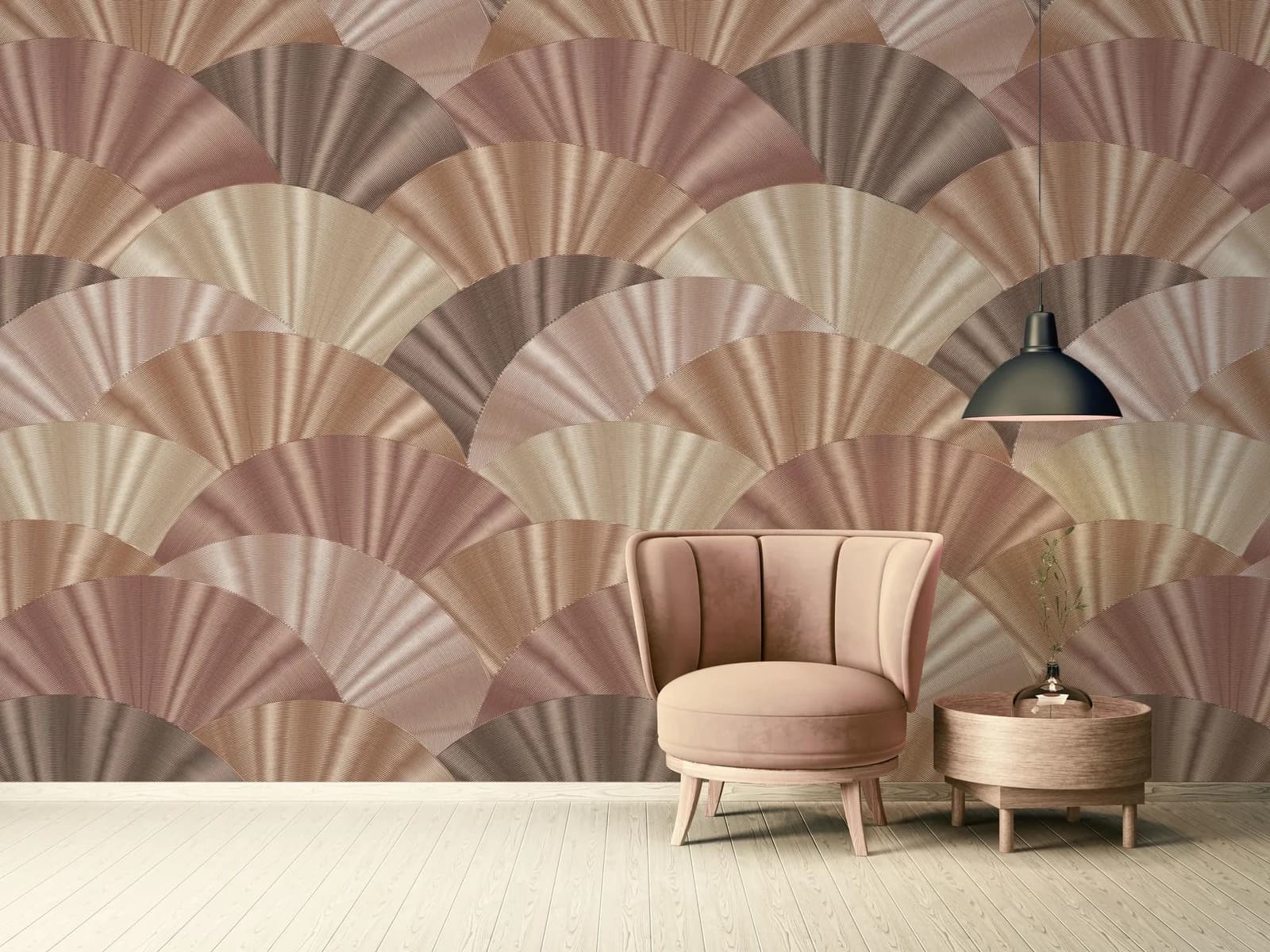 Livingwalls Vliestapete Art-Déco Fächer Braun 3D-Optik