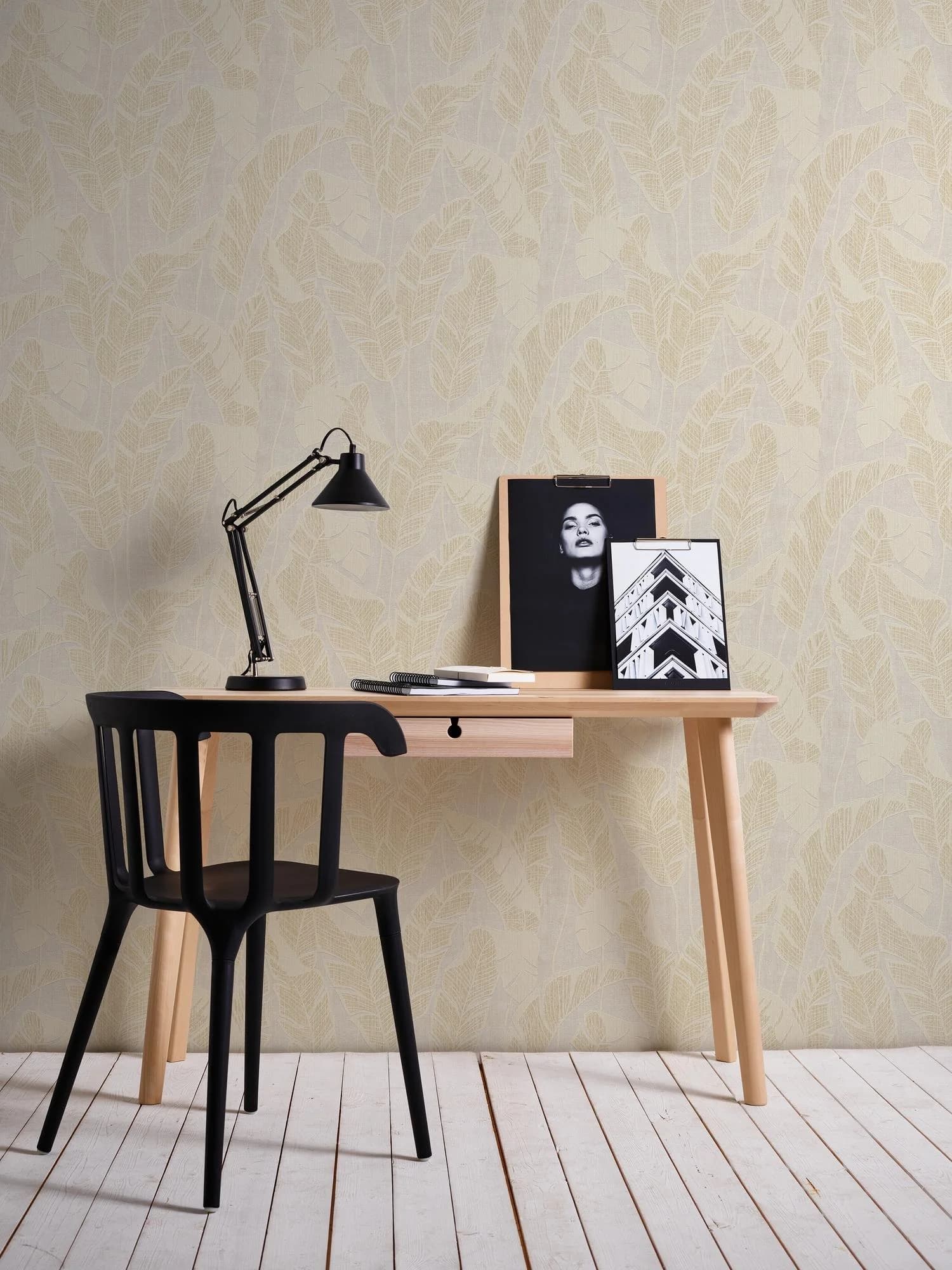 A.S. Création Vliestapete Jade 2 Blattmotiv Weiß Beige Gold