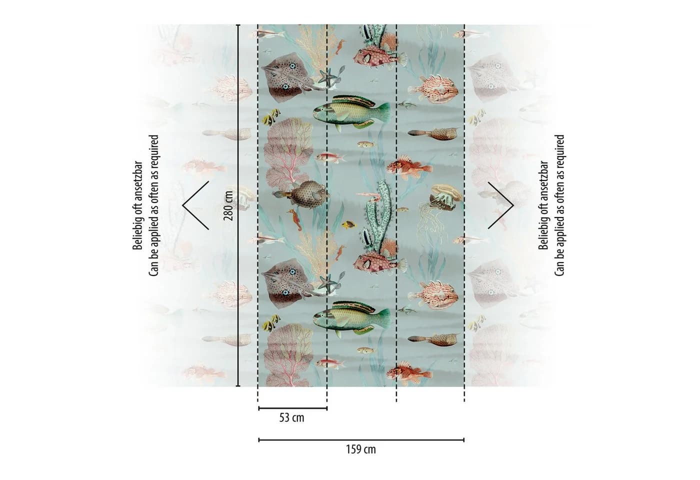 living walls Fototapete THE WALL III Fisch-Motiv Vliestapete Blau/Bunt - Bild 3