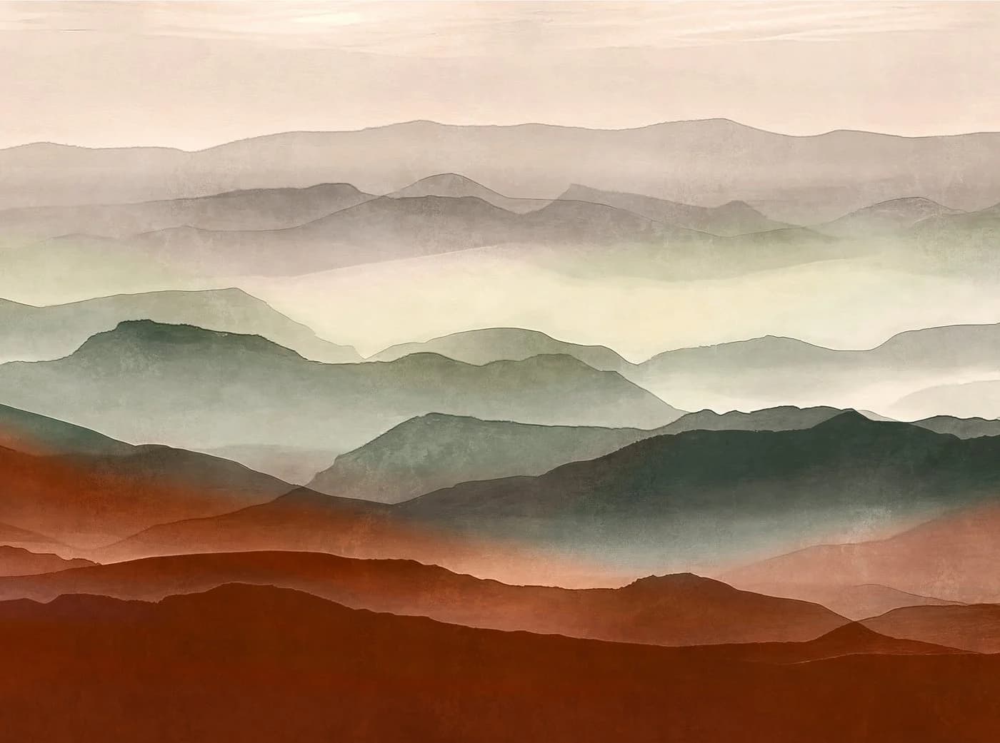 Living Walls Fototapete THE WALL III Landschaft Tapete Himmel Nebel