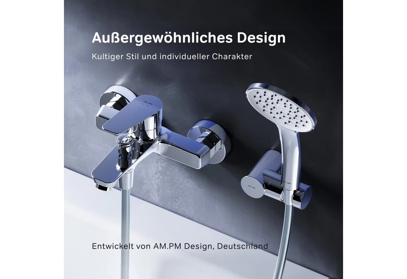 AM.PM Wannenarmatur HIT mit Handbrause und Halterung Chrom Silber - Bild 3