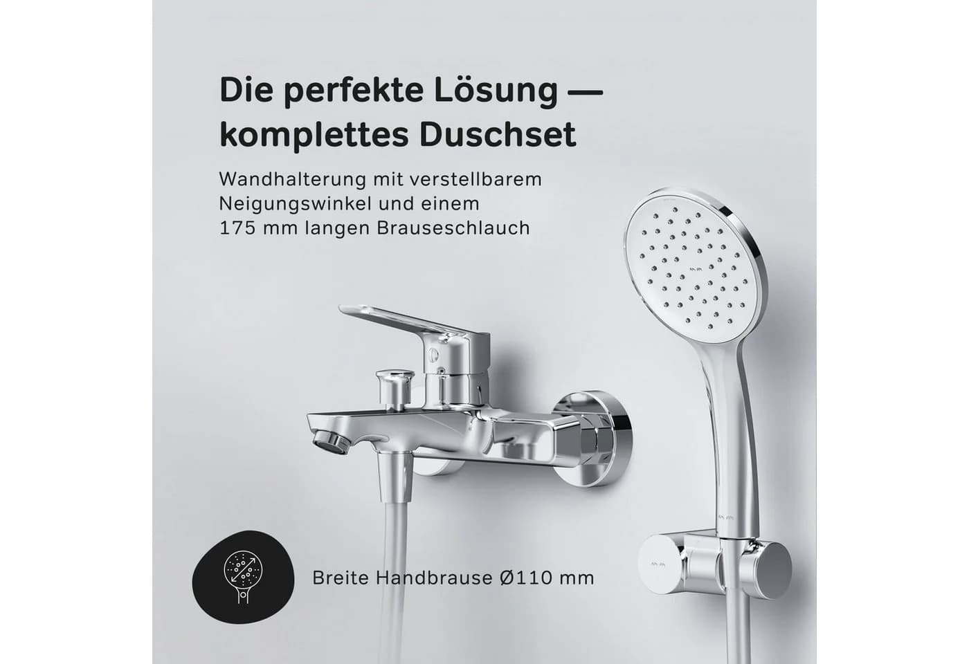 AM.PM Wannenarmatur HIT mit Handbrause und Halterung Chrom Silber - Bild 5