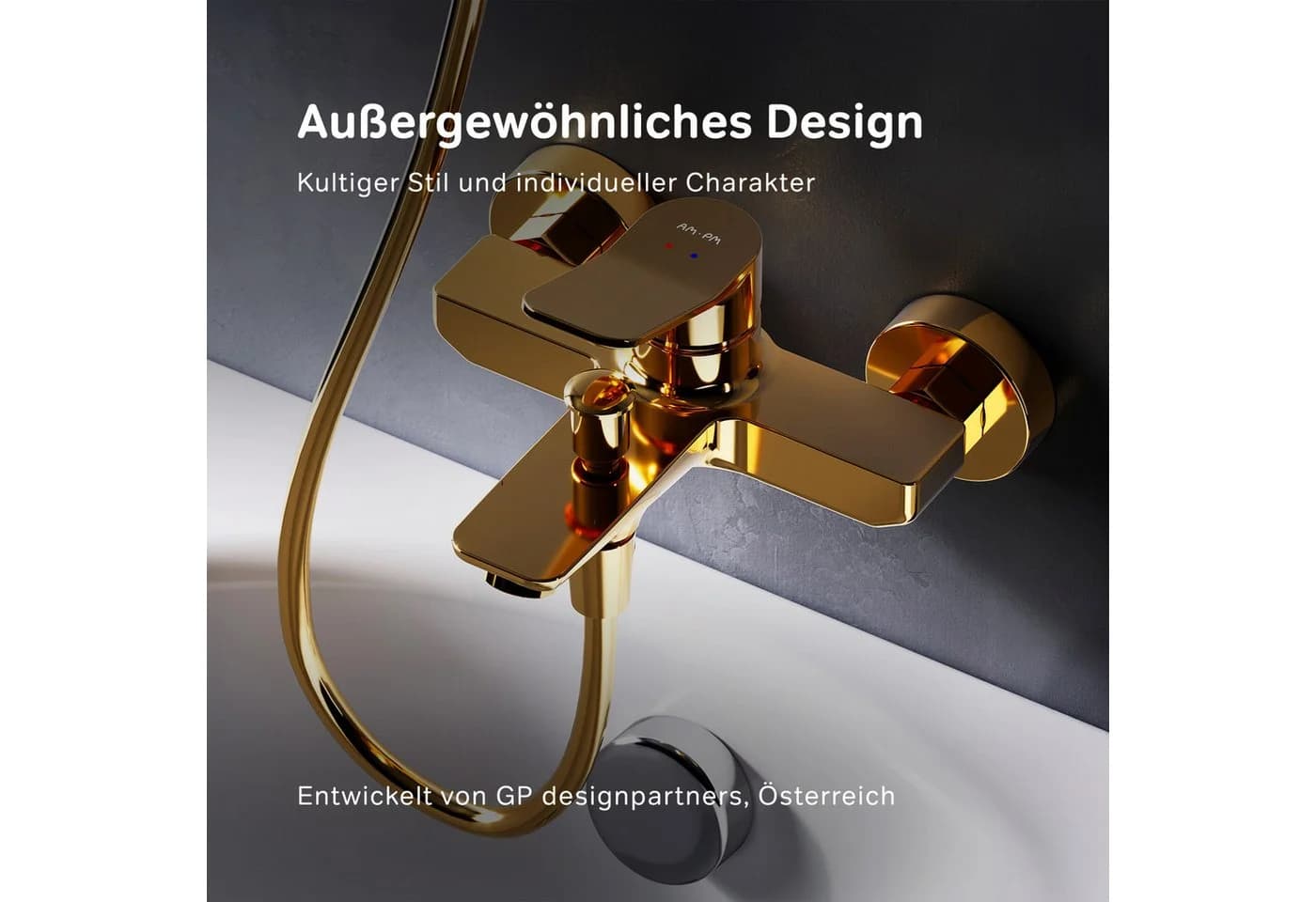AM.PM X-JOY Wannenarmatur Gold Einhebelmischer Wandmontage