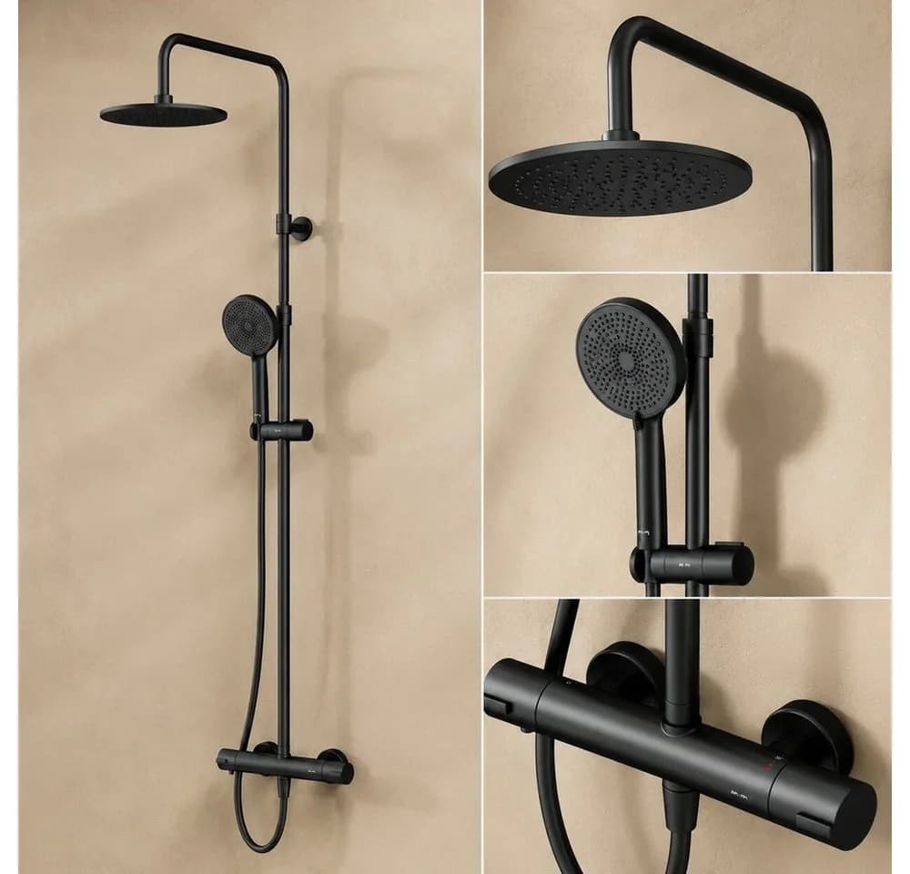 AM.PM Duschsystem PLAY mit Thermostat Regendusche Handbrause Schwarz - Bild 3