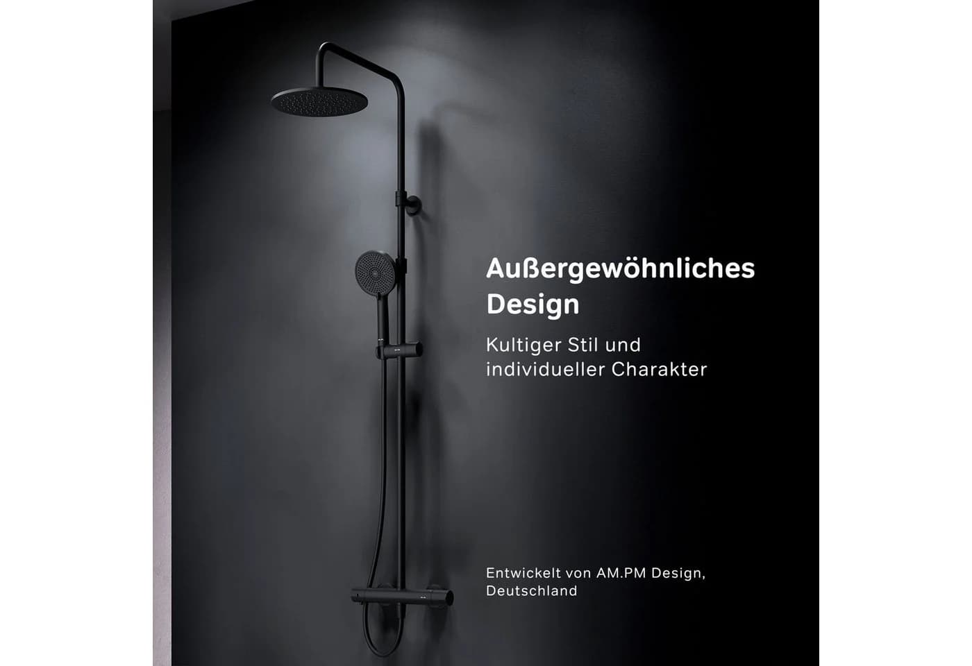 AM.PM Duschsystem PLAY mit Thermostat Regendusche Handbrause Schwarz - Bild 4