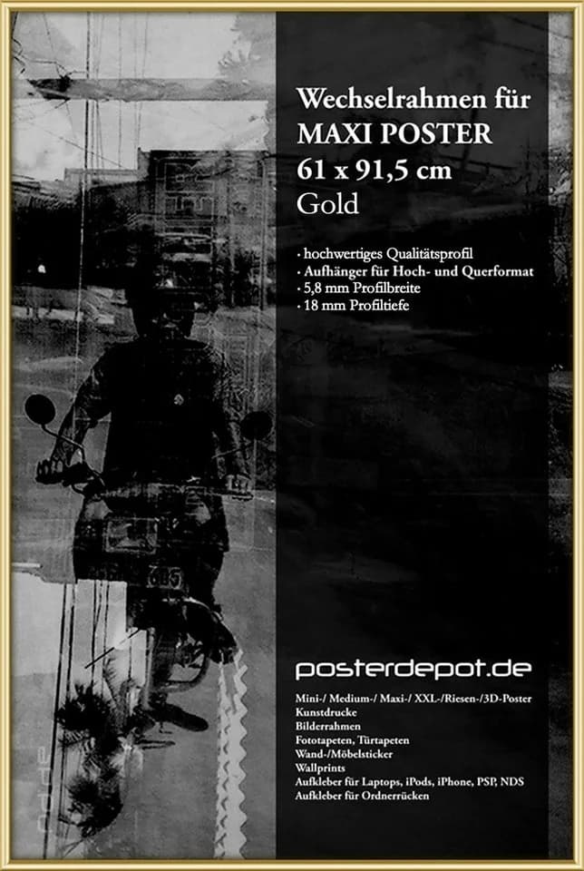 Wallario Wechselrahmen Alu Gold für Maxi-Poster 61x91,5 cm - Bild 2