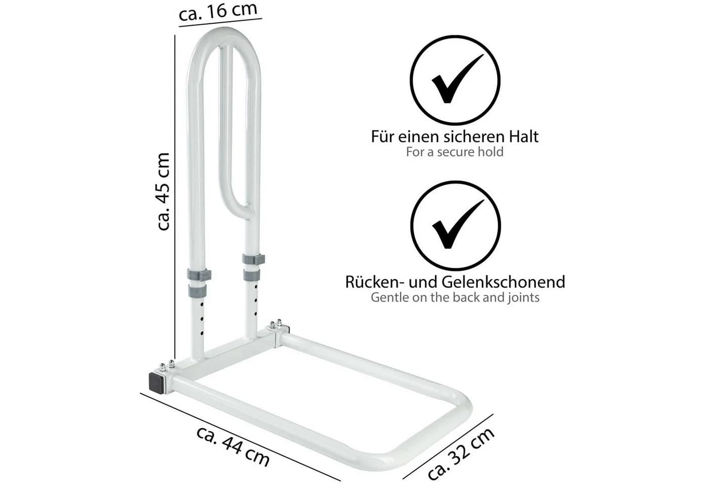 ONVAYA Bett-Aufstehhilfe Weiß Stahlrohr Ergonomischer Griff
