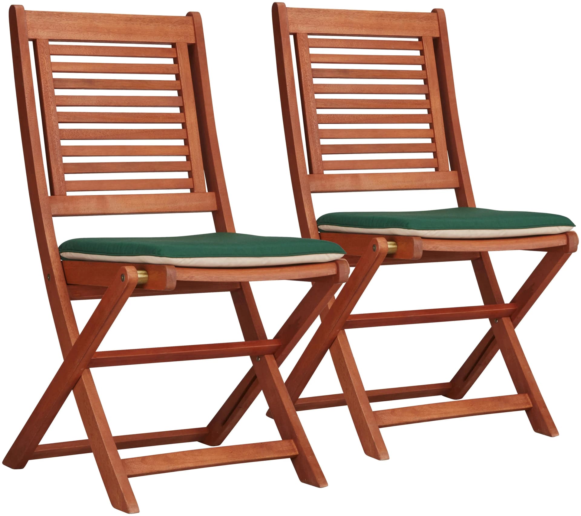 MERXX Gartenstuhl Cordoba 2er Set Eukalyptus Braun Klappbar mit Kissen
