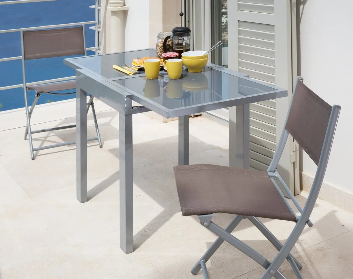 MERXX Lima Gartentisch Silber Ausziehbar Aluminium Glas