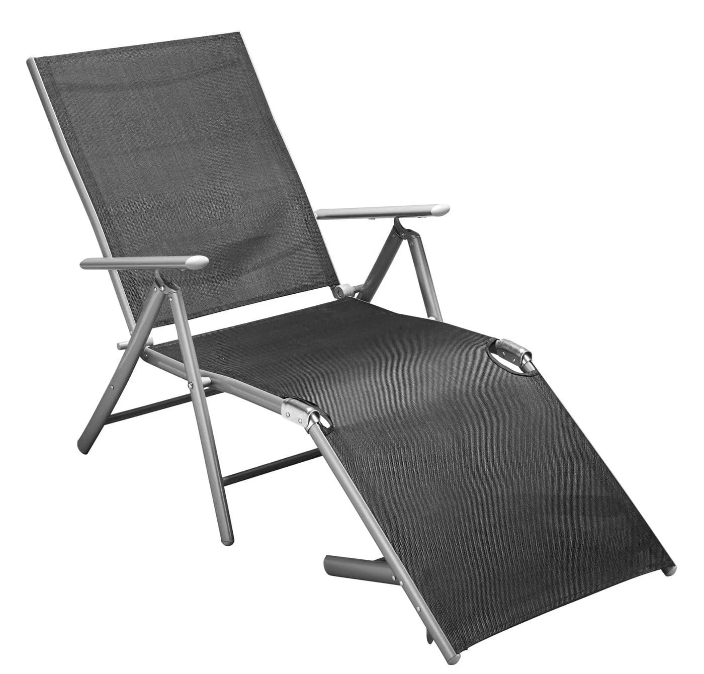 MERXX Gartenliege Schwarz Klappbar Aluminium 100% Polyester - Bild 3
