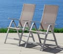 MERXX Gartenstuhl Amalfi 2er Set Grau Taupe Aluminium Verstellbar Bild 2