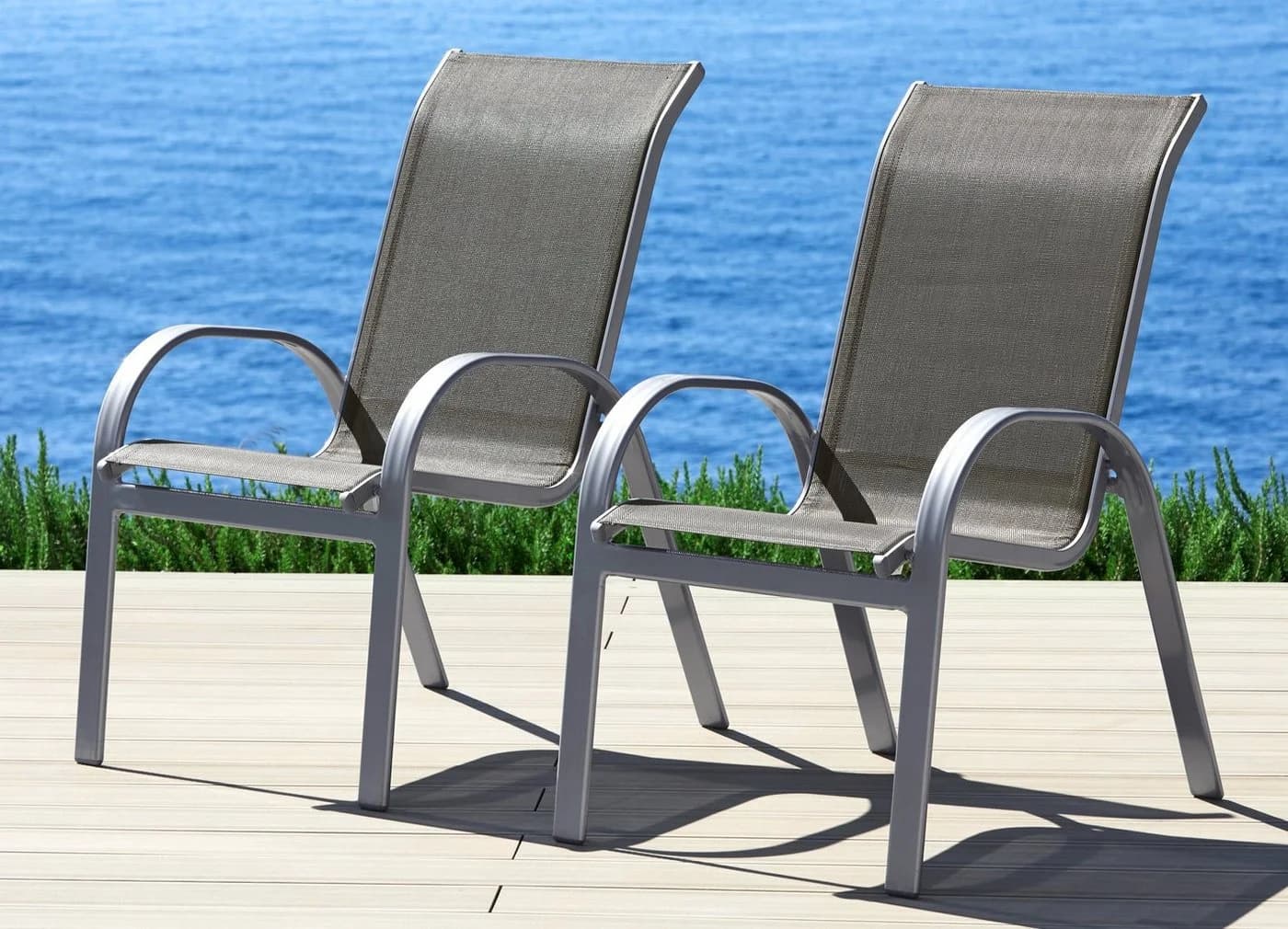MERXX Gartenstuhl Amalfi 2er Set Grau Stapelbar - Bild 2
