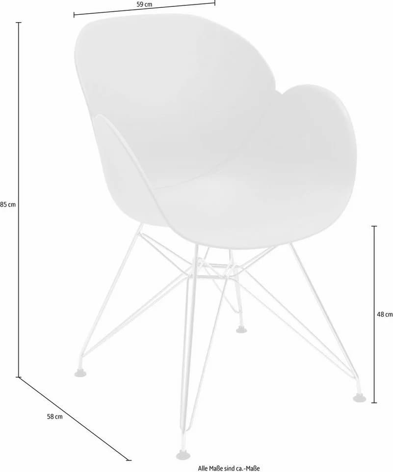 NIEHOFF SITZMÖBEL Schalenstuhl SUSHI Grau 4er Set mit Trapezgestell - Bild 3