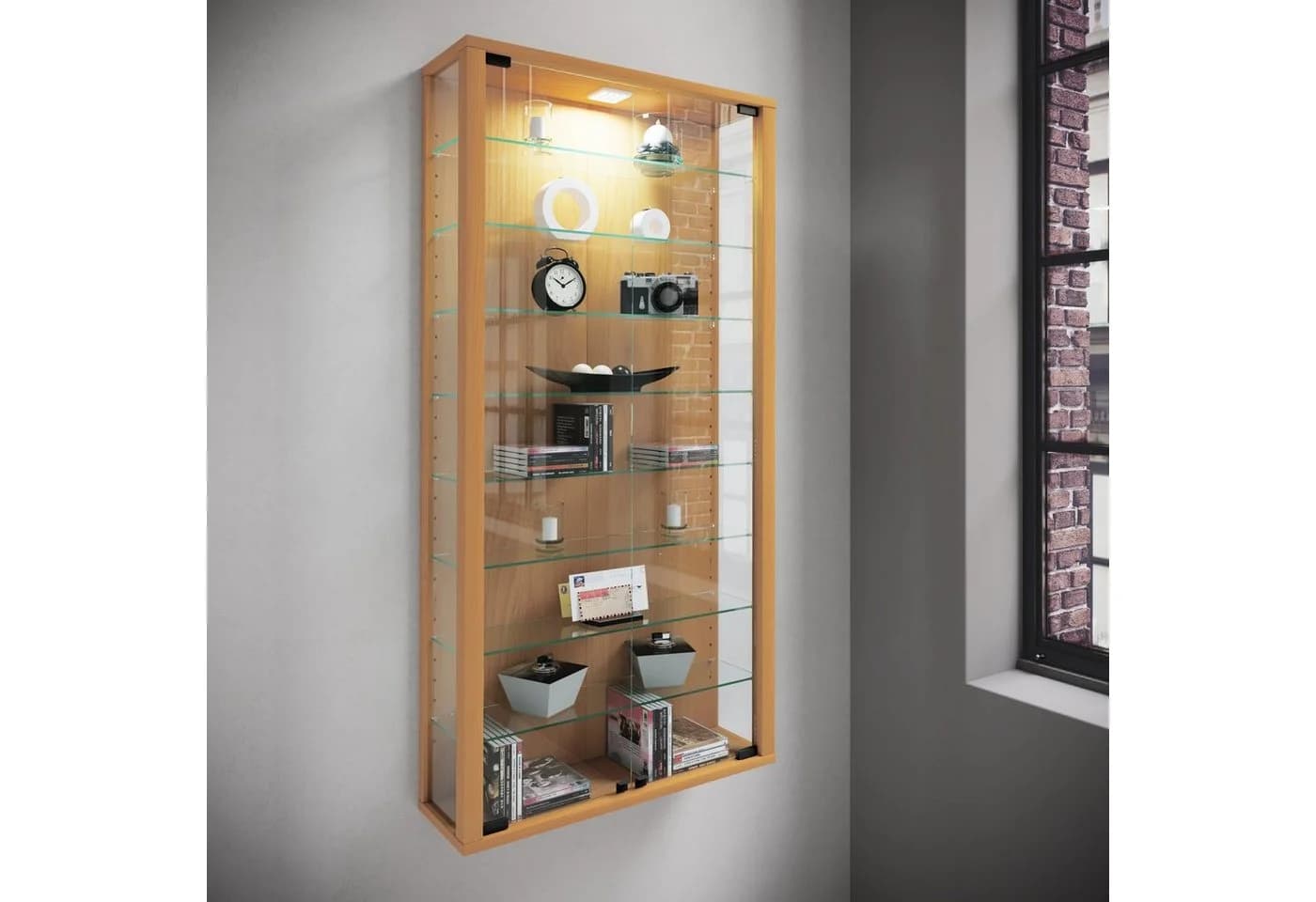 VCM Glasvitrine hängend Vitrosa Maxi Braun ESG-Sicherheitsglas - Bild 4