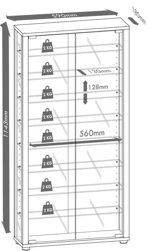 VCM Glasvitrine hängend Vitrosa Maxi Braun ESG-Sicherheitsglas - Bild 5