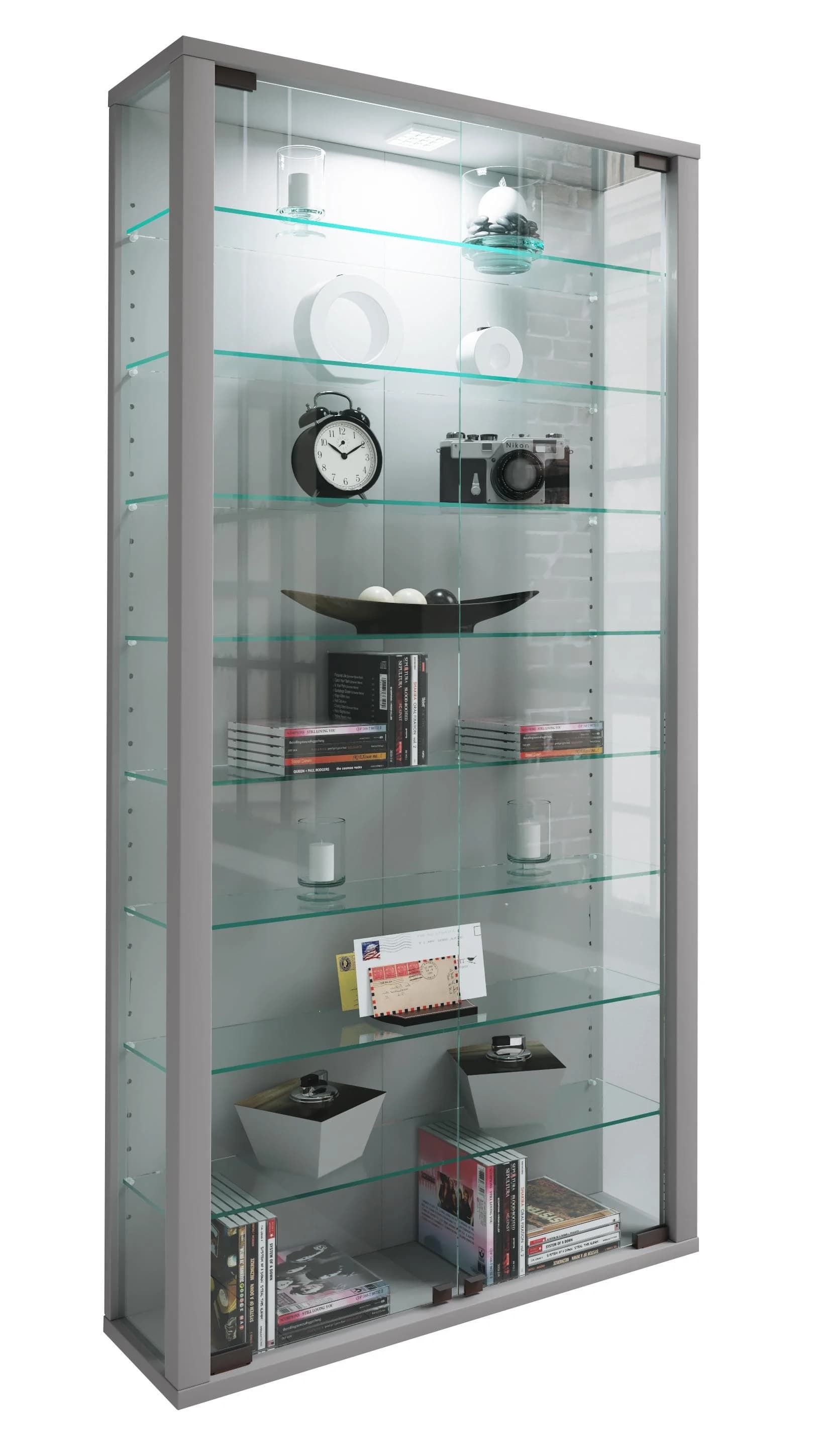 VCM Wandvitrine Vitrosa Maxi Silber mit ESG-Sicherheitsglas - Bild 2