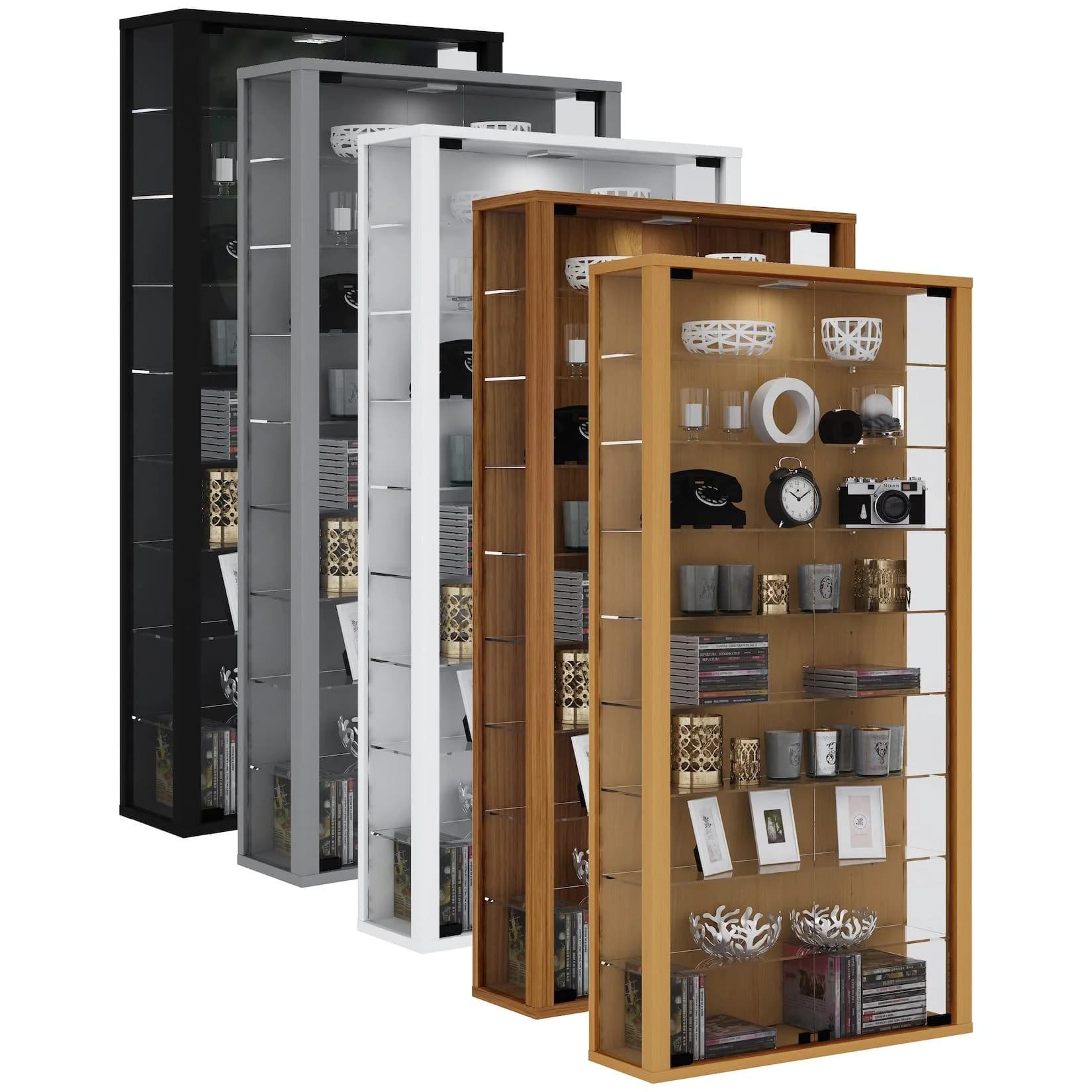 VCM Glasvitrine hängend Weiß ESG-Sicherheitsglas 8 Böden
