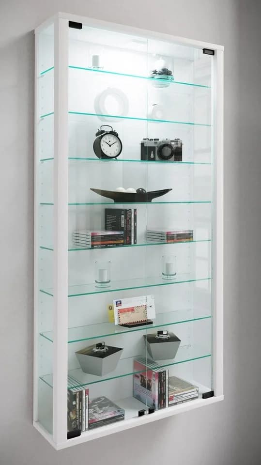 VCM Glasvitrine hängend Weiß ESG-Sicherheitsglas 8 Böden - Bild 4