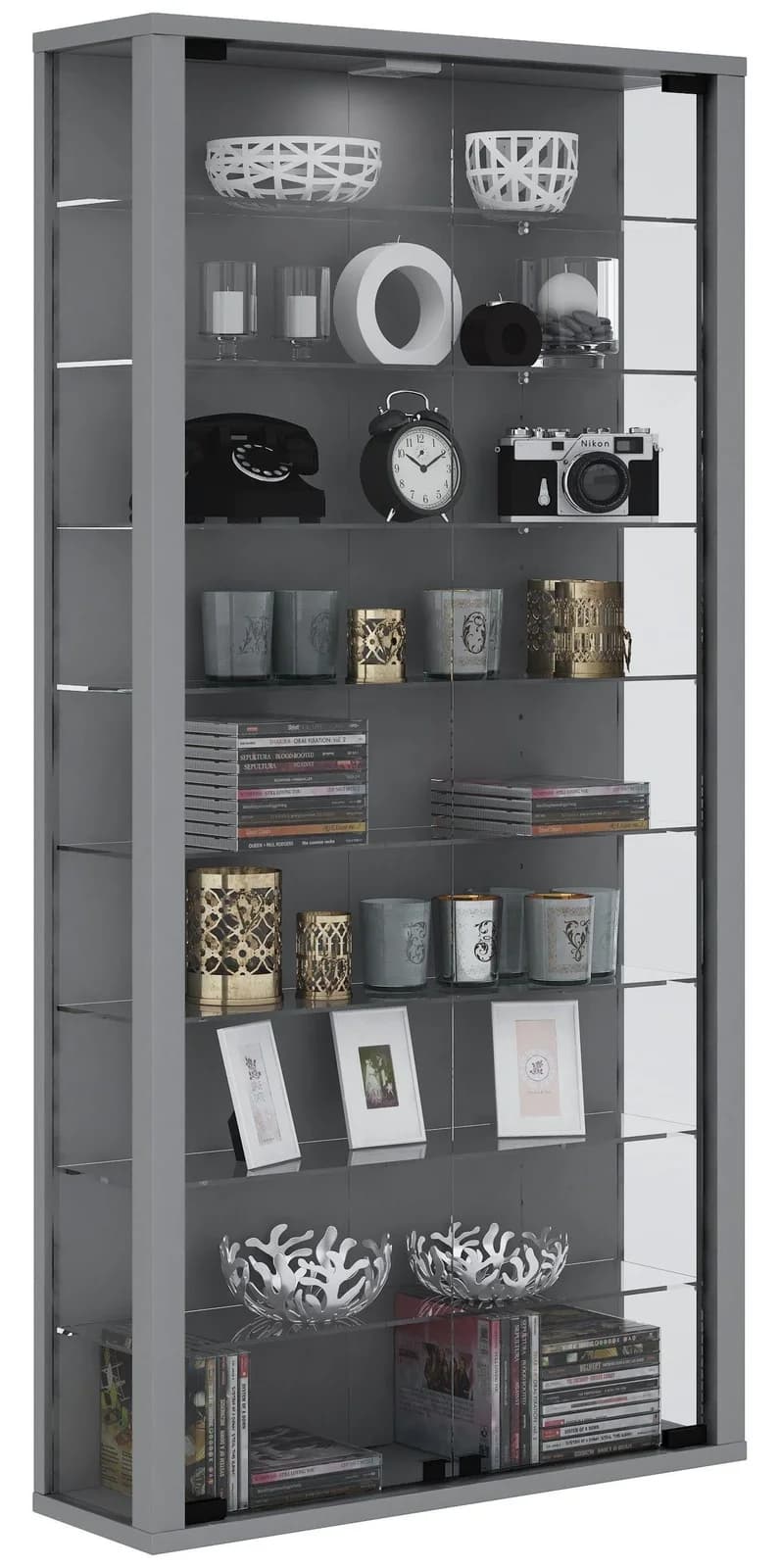 VCM Wandvitrine VITROSA Maxi mit ESG-Glastüren und 8 Einlegeböden