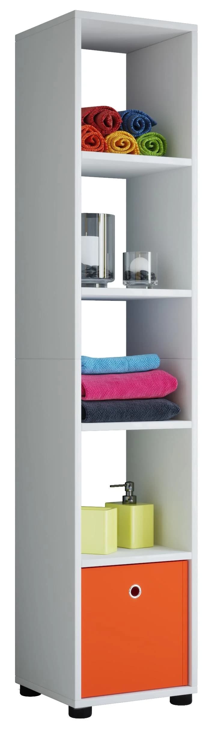 VCM Hochschrank Benos-5 Weiß Holzstruktur Badmöbel - Bild 2