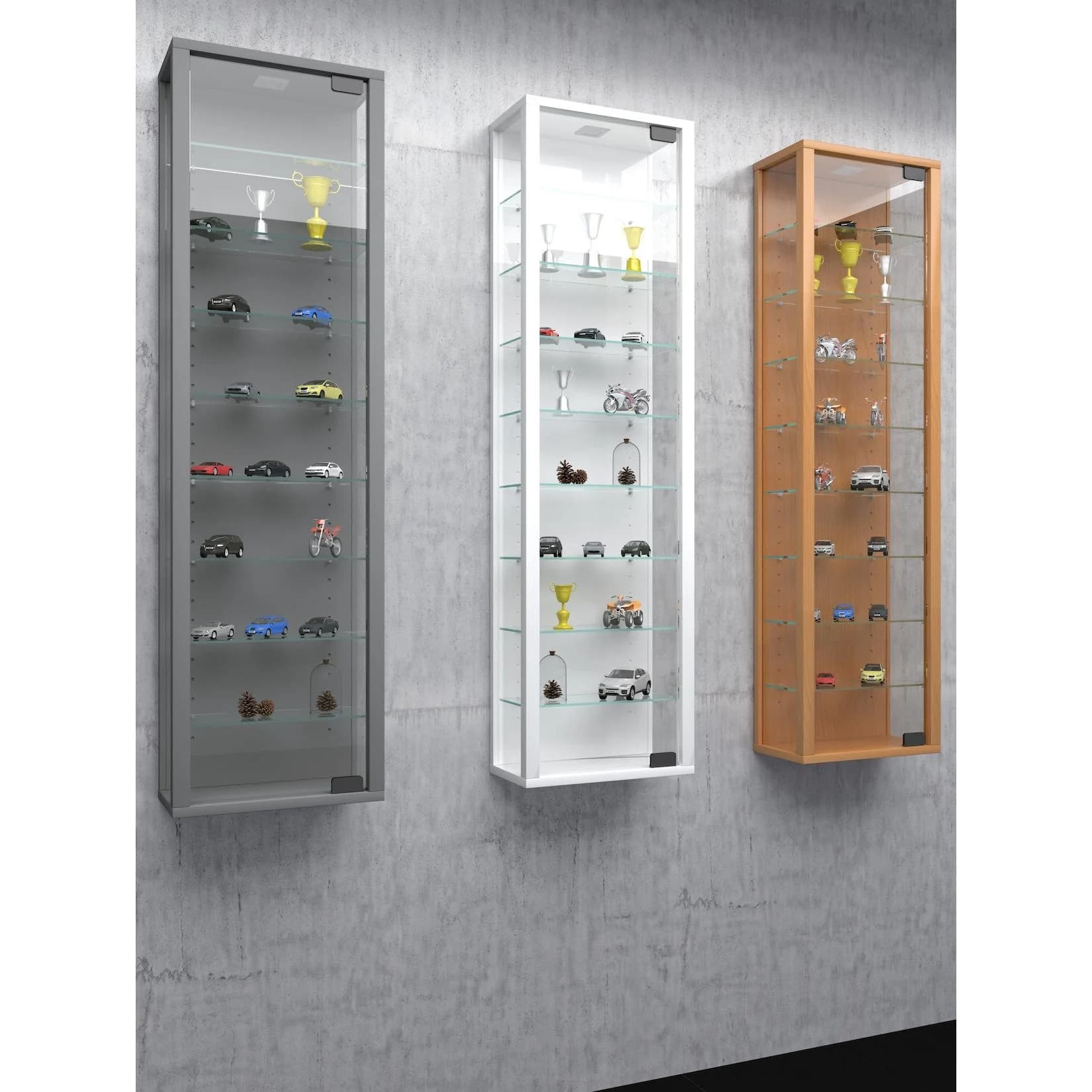 VCM Hängevitrine Stano Maxi Silber Glasvitrine mit ESG-Sicherheitsglas