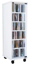 VCM CD Regal Valenza Weiß mit Glastüren und Rollen Bild 2
