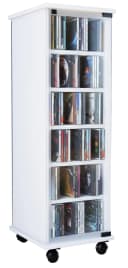 VCM CD Regal Valenza Weiß mit Glastüren und Rollen Bild 3