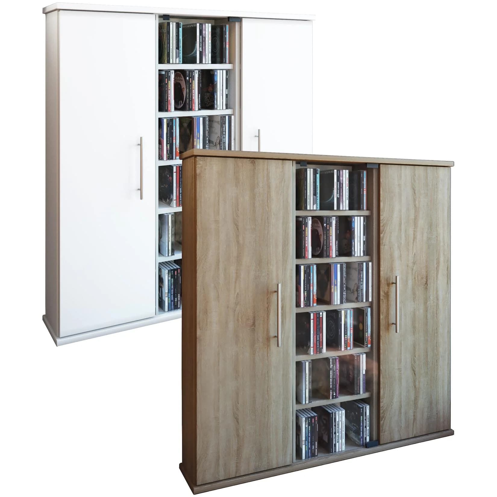 VCM CD Regal Santo Weiß mit Glastür und 15 Böden
