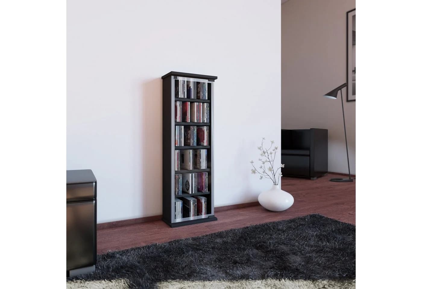 VCM Media-Regal Classic Schwarz mit Glastür - Bild 4