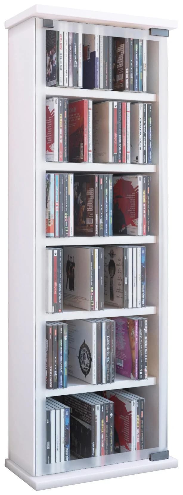 VCM Media-Regal Classic Weiß mit Glastür für CDs und DVDs - Bild 2