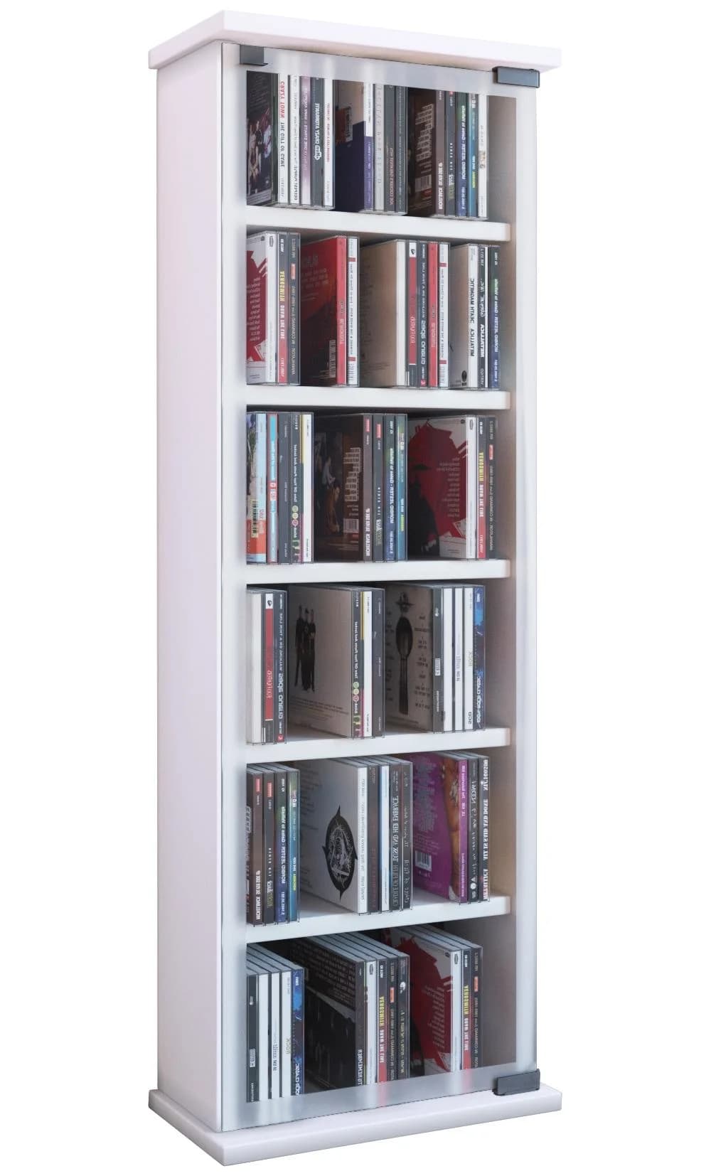 VCM Media-Regal Classic Weiß mit Glastür für CDs und DVDs - Bild 3
