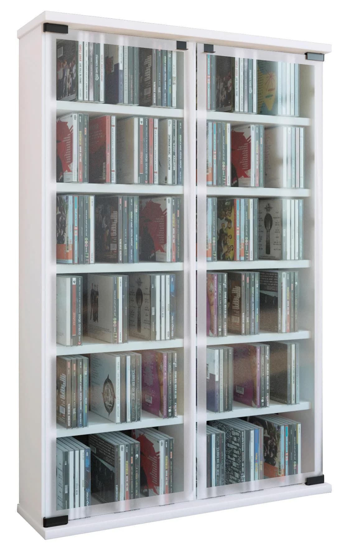 VCM Media-Regal Weiß mit Glastüren für CDs und DVDs - Bild 2