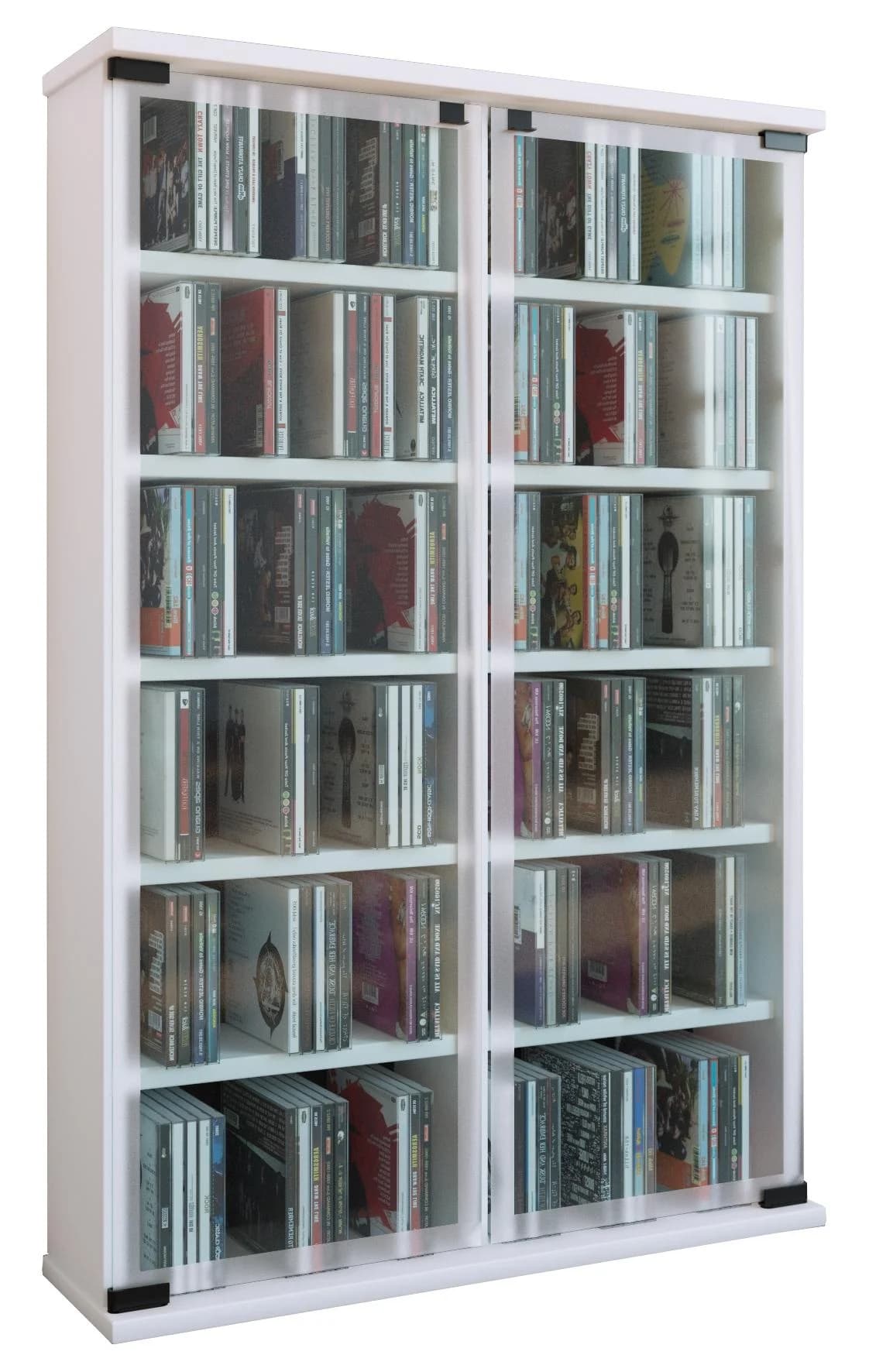 VCM Media-Regal Weiß mit Glastüren für CDs und DVDs - Bild 3