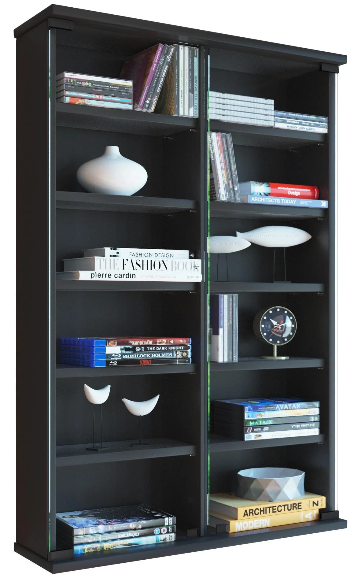 VCM Wandregal Zuntisa Schwarz mit 2 Glastüren - Bild 2