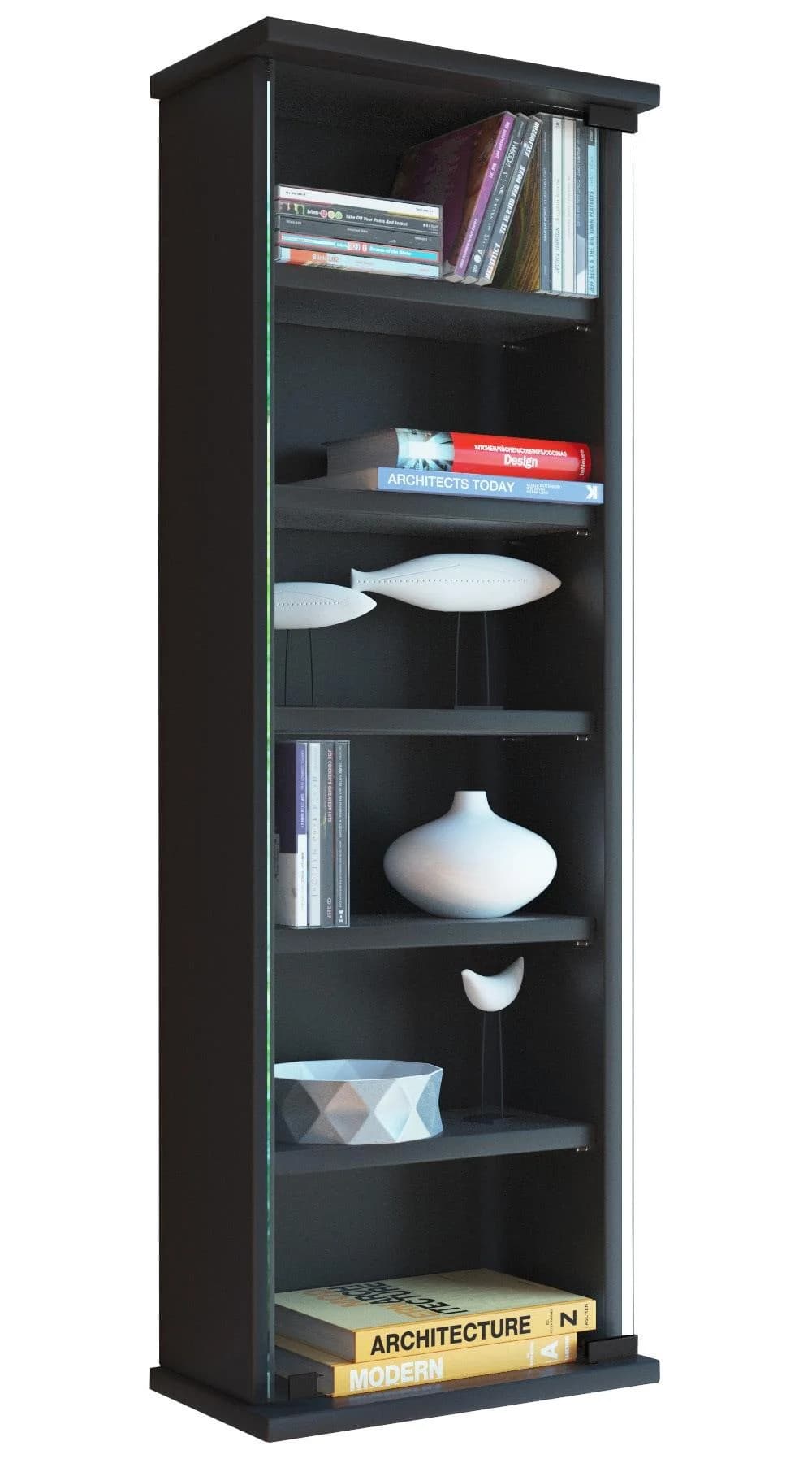 VCM Media-Regal Loposa Schwarz mit Glastür - Bild 2
