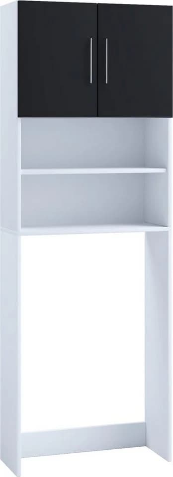 VCM Waschmaschinenumbauschrank Jutas Weiß/Schwarz Überbau - Bild 2