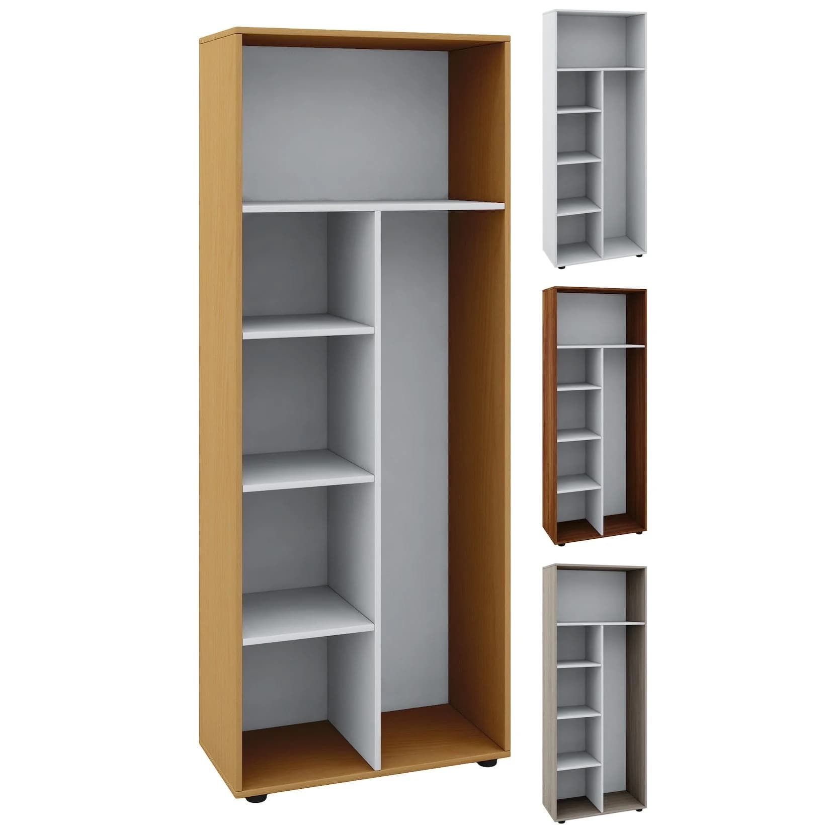 VCM Mehrzweckschrank Holz Weiß 6 Fächer Putzschrank