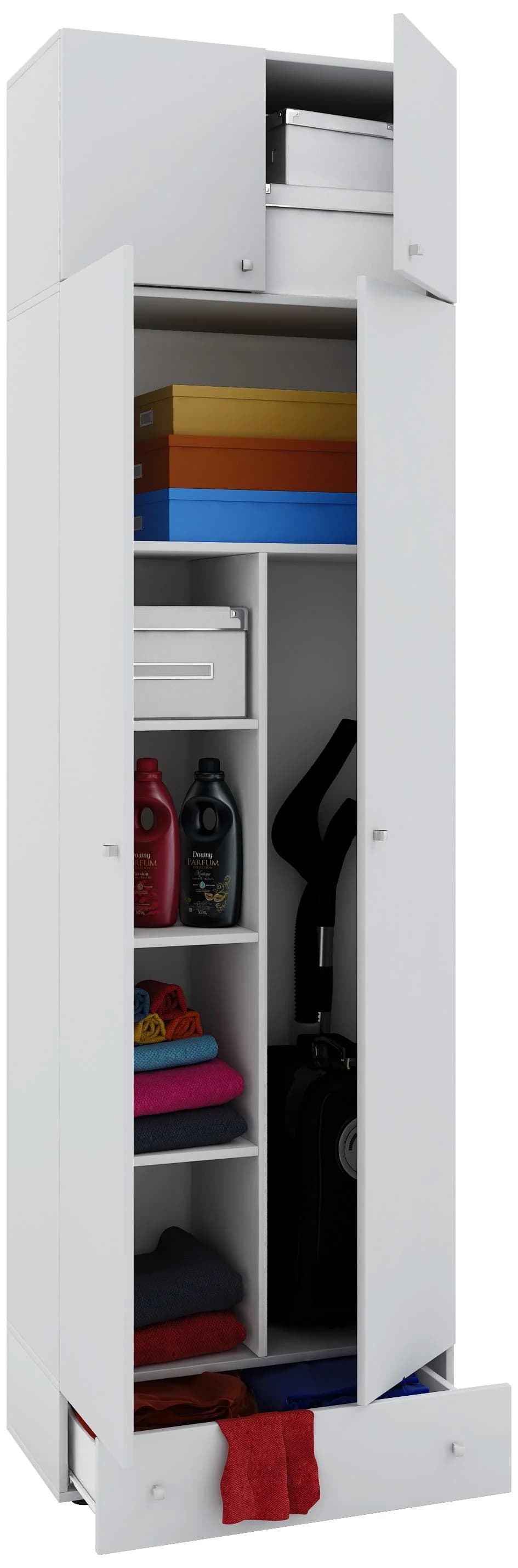 VCM Mehrzweckschrank Weiß Holz 7 Fächer Schublade - Bild 2