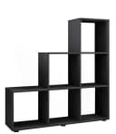 VCM Standregal Nitas Schwarz 6 Fächer Holzstruktur Bild 2